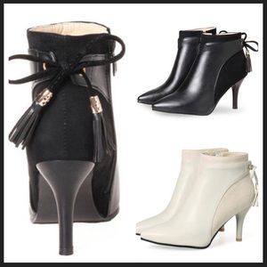 Kitty Stiletto Heel Bootie - Contrasting Leather
